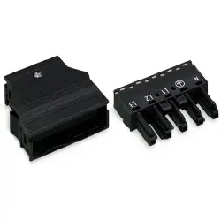 Socket, 5 pole, spring-clamp connection, 0.5-4.0 mm², black, 770-105