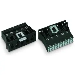 Plug, 5 pole, snap-in, spring-clamp connection, 0.5-4.0 mm², black, 770-715