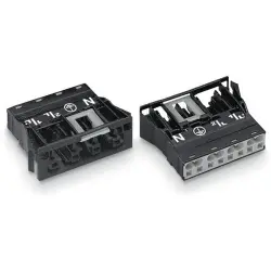Socket, 4 pole, snap-in, spring-clamp connection, 0.5-4.0 mm², black, 770-704