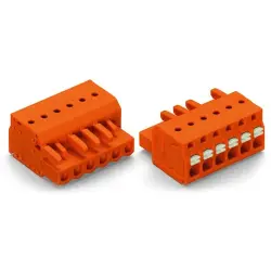 Socket header, 4 pole, pitch 5.08 mm, angled, orange, 2231-304/026-000