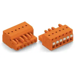 Socket header, 5 pole, pitch 5.08 mm, angled, orange, 2231-305/026-000