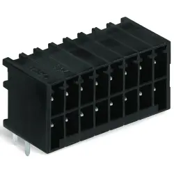 Pin header, 10 pole, pitch 3.5 mm, angled, black, 713-1425