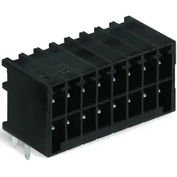 Pin header, 16 pole, pitch 3.5 mm, angled, black, 713-1428