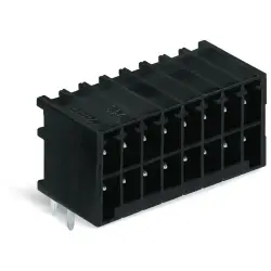 Pin header, 18 pole, pitch 3.5 mm, angled, black, 713-1429