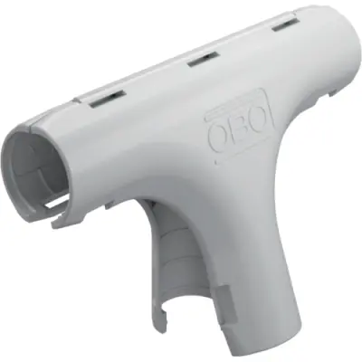 Fitting T-piece, (L x H) 94 x 18 mm, head Ø 16 mm, PP, light gray, for M16, 2153839 - 1