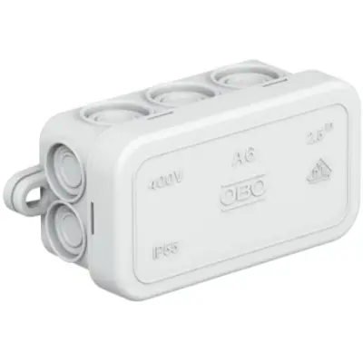 Junction box, 69 x 32 x 30 mm, no. of entries: 10, 2.5 mm², light gray, IP55, 2000001 - 1
