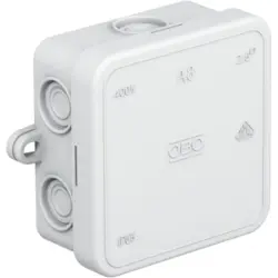Junction box, 65 x 65 x 32 mm, no. of entries: 7, 2.5 mm², light gray, IP55, 2000016