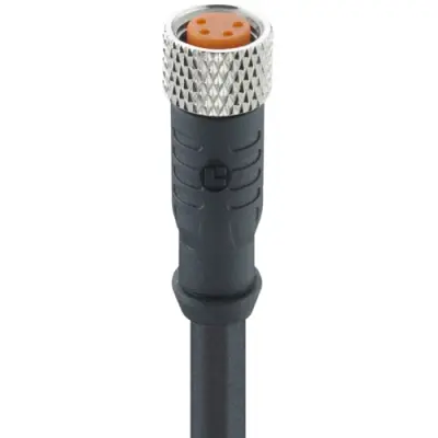 Sensor actuator cable, M8-cable socket, straight to open end, 4 pole, 5 m, PUR, black, 4 A, 0800 04 301 5M - 1