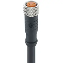 Sensor actuator cable, M8-cable socket, straight to open end, 4 pole, 5 m, PUR, black, 4 A, 0800 04 301 5M