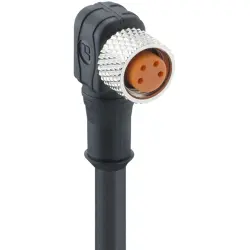 Sensor actuator cable, M8-cable socket, angled to open end, 4 pole, 2 m, PVC, black, 4 A, 0805 04 002 2M