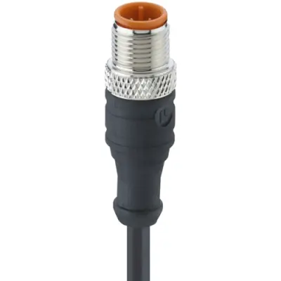 Sensor actuator cable, M12-cable plug, straight to open end, 4 pole, 5 m, PVC, black, 4 A, 1210 04 002 5M - 1