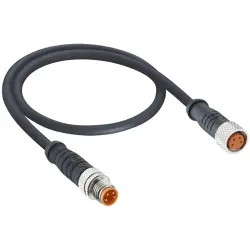 Sensor actuator cable, M8-cable plug, straight to M8-cable socket, straight, 3 pole, 2 m, PVC, black, 4 A, 0810 0800 03 001 2M