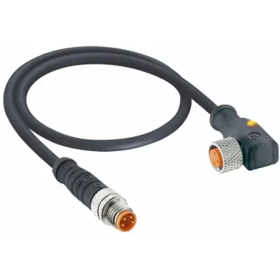 Sensor actuator cable, M8-cable plug, straight to M8-cable socket, angled, 3 pole, 2 m, PUR, black, 4 A, 0810 0806 03 L1 300 2M - 1