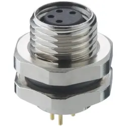Panel socket, M8, 4 pole, solder pins, screw locking, straight, 0821 04 T10CP