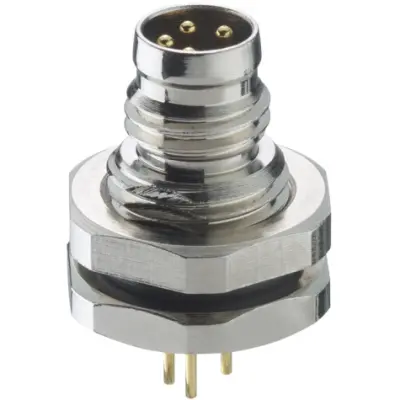 Panel plug, M8, 4 pole, solder pins, screw locking, straight, 0831 04 T10CP - 1