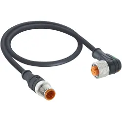 Sensor actuator cable, M12-cable plug, straight to M12-cable socket, angled, 4 pole, 2 m, PVC, black, 4 A, 1210 1206 04 L2 002 2M