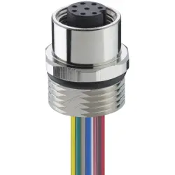 Panel socket, M12, 5 pole, straight, 1220 05 T16CW 0,5M