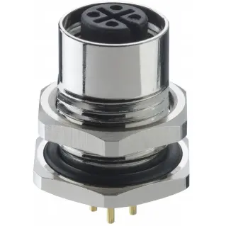 Panel socket, M12, 8 pole, solder pins, screw locking, straight, 1221 08 T9CP - 1