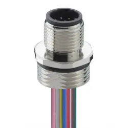 Panel plug, M12, 8 pole, straight, 1230 08 T16CW 0,5M