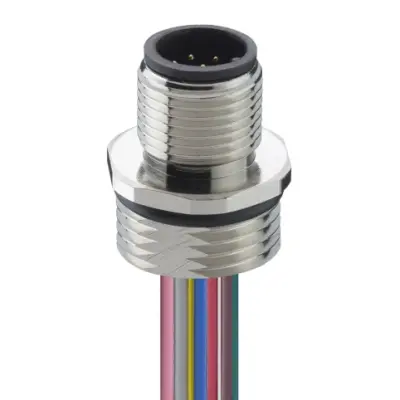 Panel plug, M12, 8 pole, straight, 1230 08 T16CW 0,5M - 1