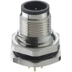 Panel plug, M12, 5 pole, solder pins, screw locking, straight, 1231 05 T9CP