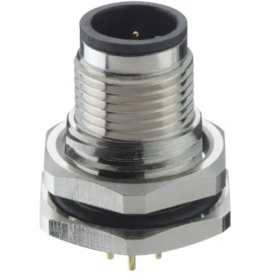 Panel plug, M12, 5 pole, solder pins, screw locking, straight, 1231 05 T9CP - 1