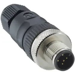 Plug, M12, 4 pole, screw connection, screw locking, straight, 1250 04 T7