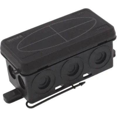 Branching box, 86 x 44 x 41 mm, 1.5 mm², black, IP55, 10109578 - 1