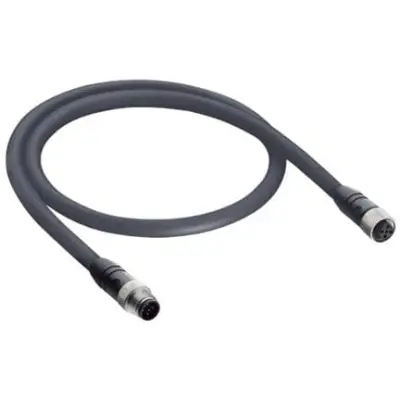 Sensor actuator cable, M12-cable plug, straight to M12-cable socket, straight, 5 pole, 1.5 m, PUR, black, 4 A, 26732 - 1