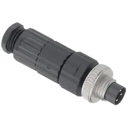 Plug, M8, 3 pole, solder pins, screw locking, straight, 933406100