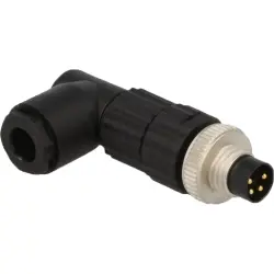 Plug, M8, 3 pole, screw connection, screw locking, angled, 933408100
