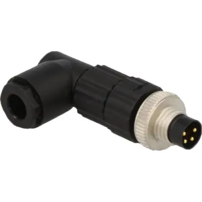Plug, M8, 3 pole, screw connection, screw locking, angled, 933408100 - 1