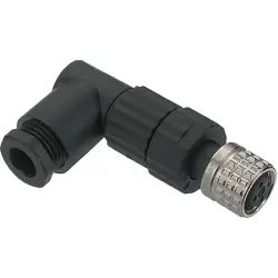 Jack, M8, 3 pole, solder pins, screw locking, angled, 933368100