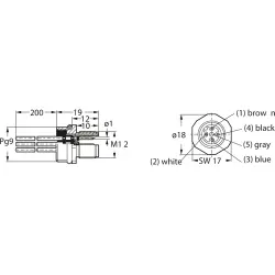 Panel plug, M12, 4 pole, strand connection, screw locking, straight, 932916206