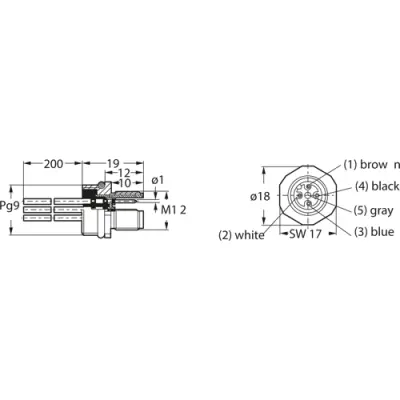 Panel plug, M12, 4 pole, strand connection, screw locking, straight, 932916206 - 1