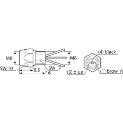 Panel socket, M8, 3 pole, screw connection, screw locking, straight, 933383100