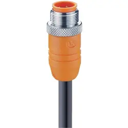Sensor actuator cable, M12-cable plug, straight to open end, 4 pole, 5 m, PVC, orange, 4 A, 12088