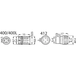 Panel plug, M12, 4 pole, solder connection, screw locking, straight, 932440206