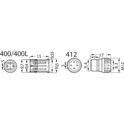 Panel plug, M12, 4 pole, solder connection, screw locking, straight, 932440206 - 1