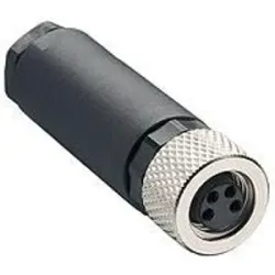 Jack, M8, 4 pole, screw connection, screw locking, straight, 28047
