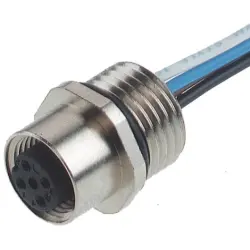 Panel socket, M12, 4 pole, screw connection, screw locking, straight, 933039100