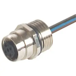Panel socket, M12, 4 pole, screw connection, screw locking, straight, 934450001