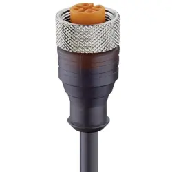 Sensor actuator cable, M12-cable socket, straight to open end, 4 pole, 2 m, PUR, black, 4 A, 18170