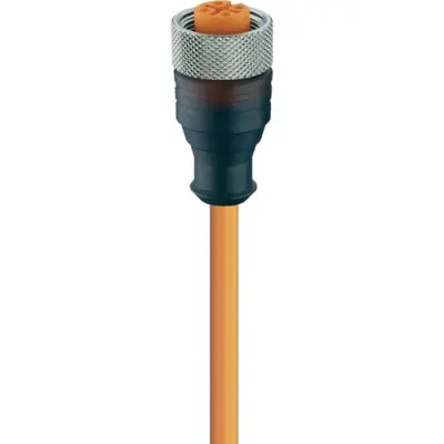 Sensor actuator cable, M12-cable socket, straight to open end, 5 pole, 5 m, PVC, orange, 4 A, 11382 - 1