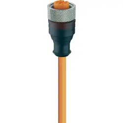 Sensor actuator cable, M12-cable socket, straight to open end, 5 pole, 5 m, PVC, orange, 4 A, 11382