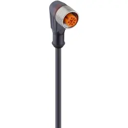 Sensor actuator cable, M12-cable socket, angled to open end, 3 pole, 5 m, PUR, black, 4 A, 43597