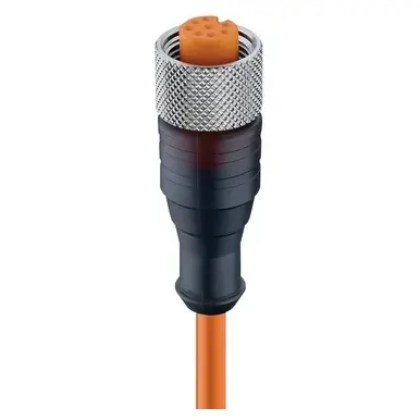 Sensor actuator cable, M12-cable socket, straight to open end, 8 pole, 10 m, PUR, orange, 2 A, 11386 - 1