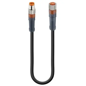 Sensor actuator cable, M8-cable plug, straight to M8-cable socket, straight, 4 pole, 5 m, PUR, black, 4 A, 54625 - 1
