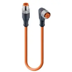 Sensor actuator cable, M12-cable plug, straight to M12-cable socket, angled, 4 pole, 1 m, PUR, orange, 4 A, 11875