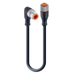 Sensor actuator cable, M12-cable plug, angled to M8-cable socket, straight, 4 pole, 1 m, PUR, black, 4 A, 44370